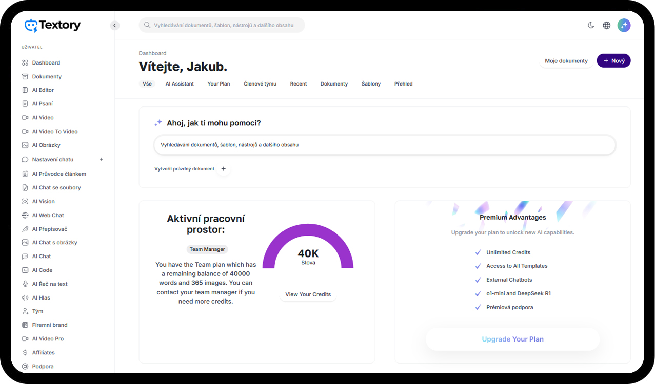 MagicAI Dashboard Mockup